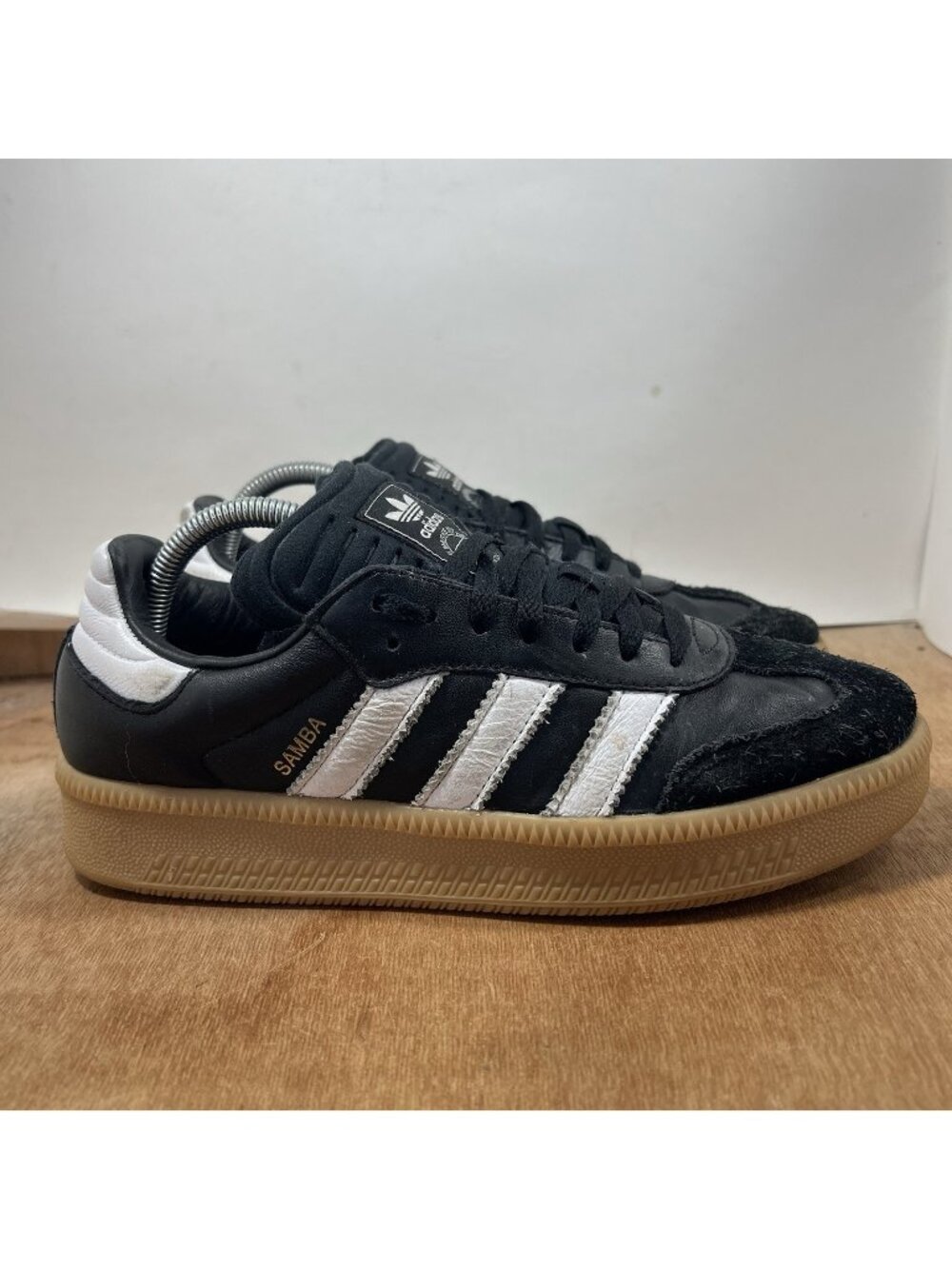 Adidas Samba XLG Core Mens 8 Black Gum Bottom Leather Low Top Fat Tongue
